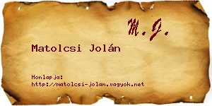 Matolcsi Jolán névjegykártya
